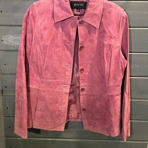 Pritti Pink Suede Button-Front Blazer